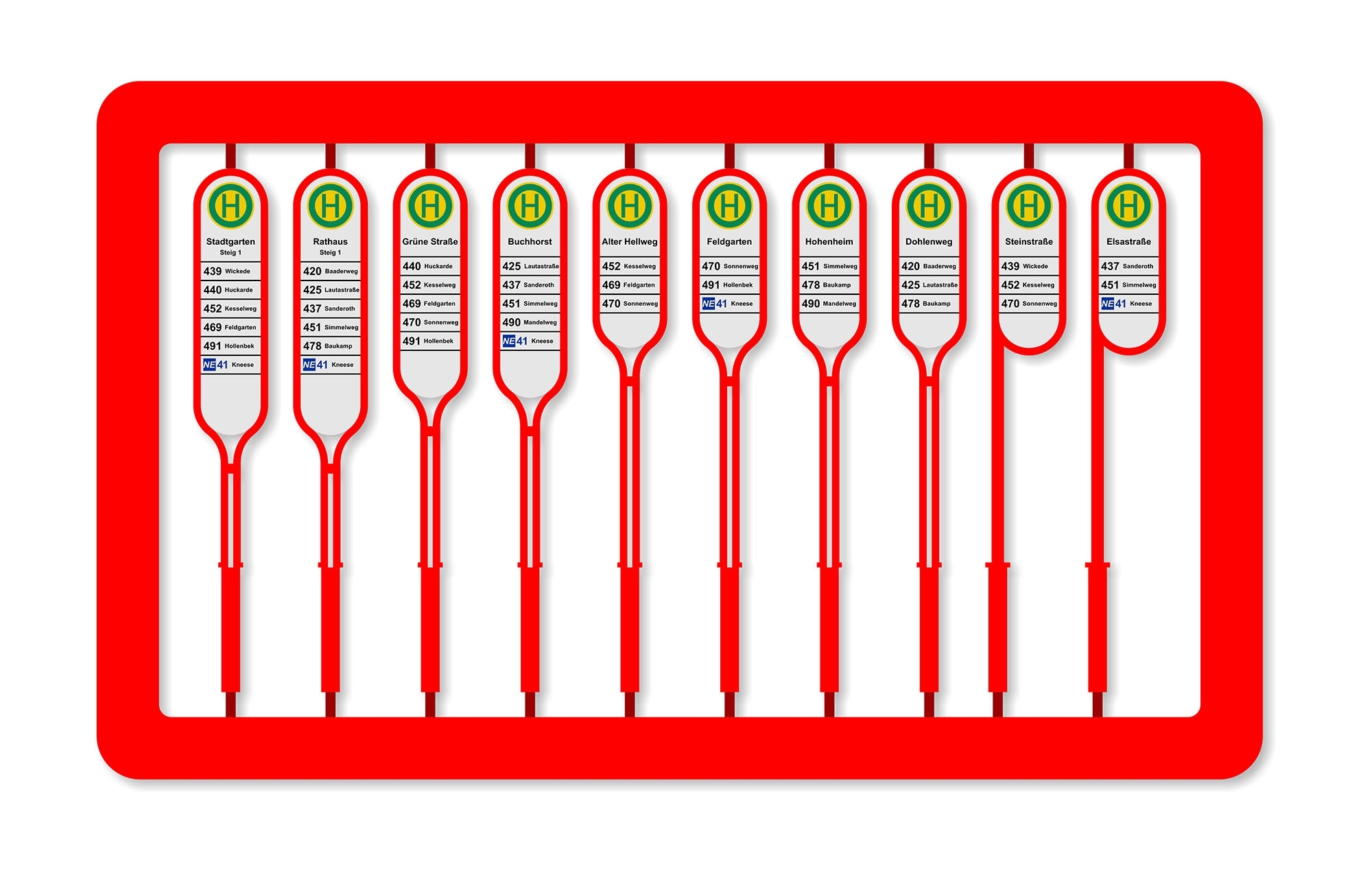 Zmodell ZM-MS-026 - Set of bus stop signs, style 1