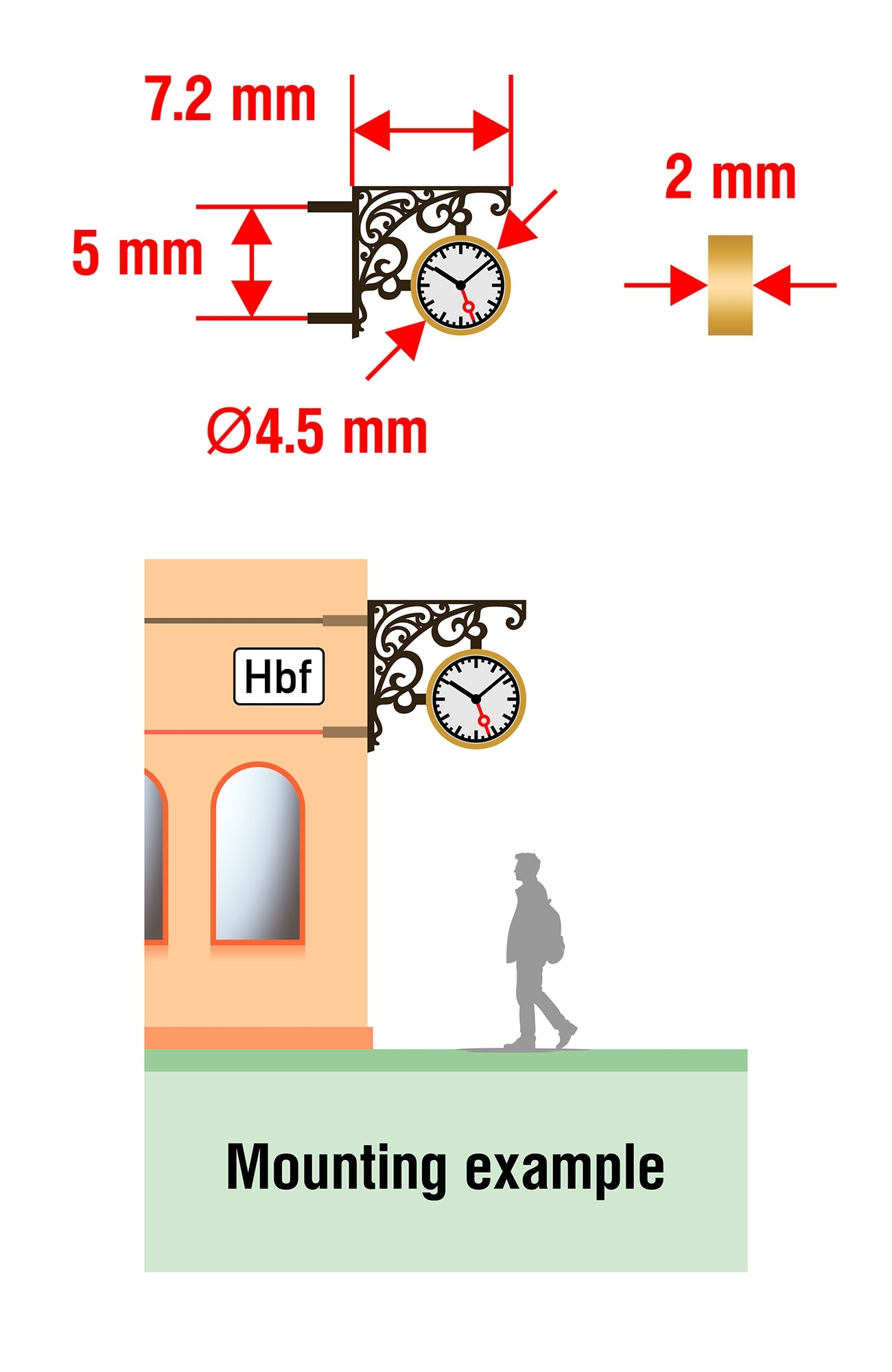 Zmodell ZM-UHR-03B - Railway Station Wall Clock