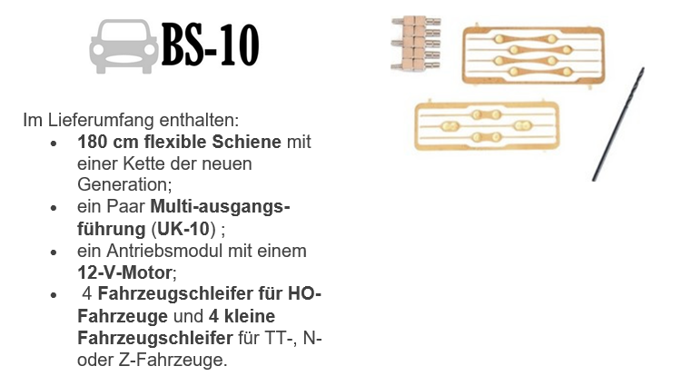 Magnorail BS-10 - Komplett-Set Magnorail + 8 Slide
