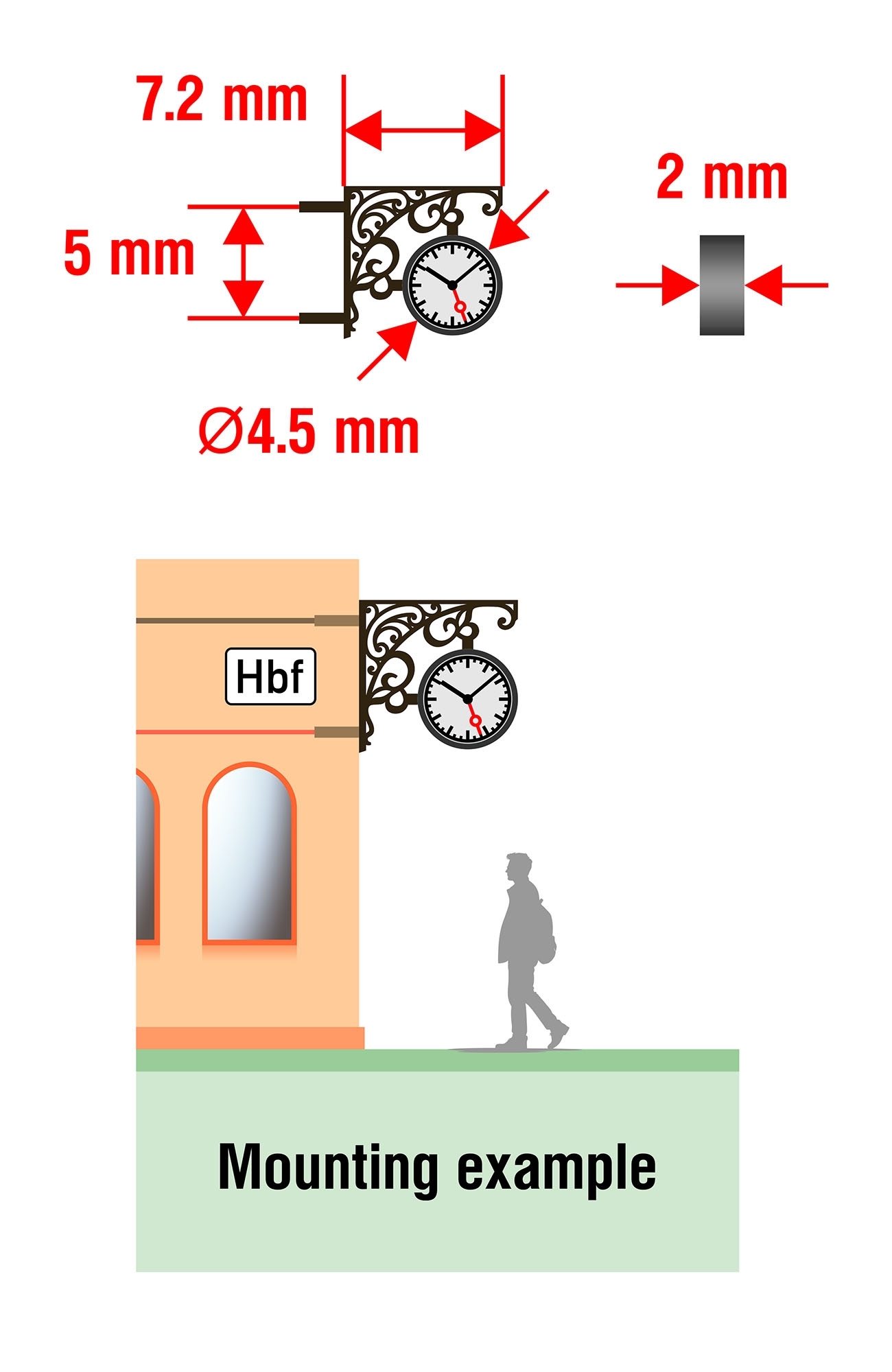 Zmodell ZM-UHR-03A - Railway Station Wall Clock